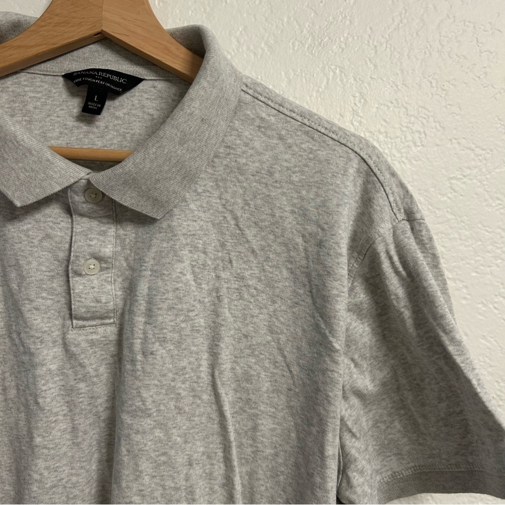 Banana Republic Gray 100% Cotton Luxe Touch Polo, Size L - Picture 2 of 6